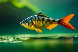 ein Fisch Schwimmen im das Wasser. KI-generiert foto