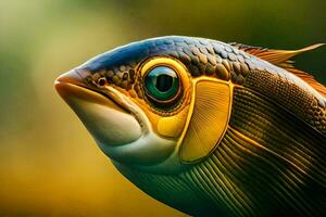 ein schließen oben von ein Fisch mit ein groß Auge. KI-generiert foto