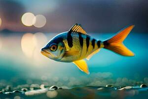 ein Fisch ist Schwimmen im das Wasser. KI-generiert foto