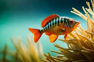 ein Fisch ist Sitzung auf oben von ein Anemone. KI-generiert foto