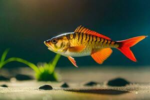 ein Fisch ist Schwimmen im das Wasser. KI-generiert foto