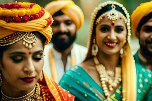 indisch Hochzeit im das Stadt. KI-generiert foto