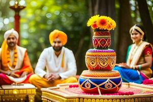 indisch Hochzeit Zeremonie im Delhi. KI-generiert foto