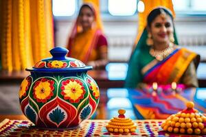 indisch Hochzeit Dekoration Ideen. KI-generiert foto