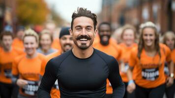 vielfältig Gruppe teilnehmen im ein Nächstenliebe Lauf zum movember Bewusstsein foto