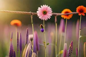 Foto Hintergrund das Sonne, Blumen, Feld, das Sonne, Blumen, Feld, das Sonne,. KI-generiert