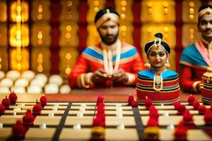 indisch Hochzeit Zeremonie mit ein traditionell indisch Hochzeit. KI-generiert foto