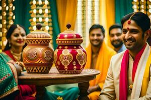 indisch Hochzeit im Mumbai. KI-generiert foto