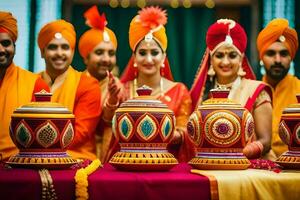 indisch Hochzeit Zeremonie im Delhi. KI-generiert foto