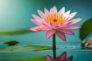 ein Rosa Lotus Blume ist schwebend im das Wasser. KI-generiert foto