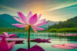 Lotus Blume im das Wasser, Lotus Blume, Wasser, Natur, hd Hintergrund. KI-generiert foto