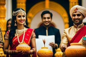 indisch Hochzeit im Bangalore. KI-generiert foto