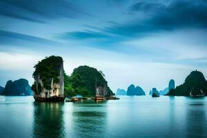 das schön Landschaft von Halong Bucht. KI-generiert foto