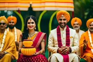 indisch Hochzeit im Mumbai. KI-generiert foto