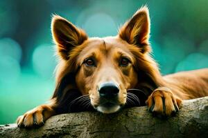 ein braun Hund Verlegung auf ein Protokoll. KI-generiert foto