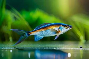 ein Fisch ist Schwimmen im das Wasser. KI-generiert foto