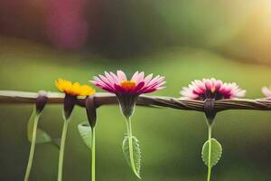 Blumen auf ein Zaun. KI-generiert foto