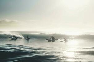 Surfer Tafel Sommer- Ozean Schwimmen Welle. generieren ai foto