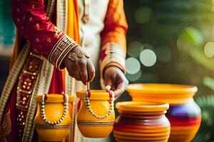 indisch Hochzeit Zeremonie im Indien. KI-generiert foto