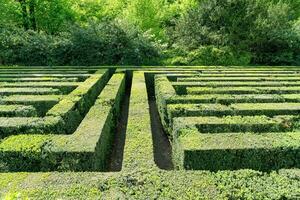 Valsanzibio, Italien-April 15, 2023-Labyrinth Innerhalb das monumental Garten von Valsanzibio, einer von das die meisten schön Gardens im Italien während ein sonnig Tag foto