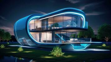 futuristisch Clever Leben Haus mit Digital Technologien foto