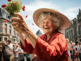 glücklich Frau feiern ein schön Leben ai generativ foto