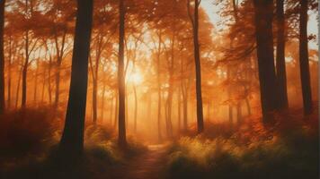 Wald im das Herbst. schön fallen Farben. KI-generiert foto