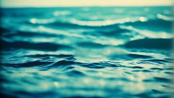 Nahansicht Seelandschaft Oberfläche von Blau Meer Wasser mit klein Welligkeit Wellen. KI-generiert foto