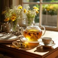 warm Land Haus Tee - - ai generiert foto