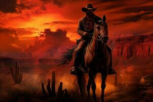 heroisch Cowboy Banner Porträt. generieren ai foto