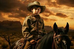 authentisch Cowboy Banner Porträt. generieren ai foto