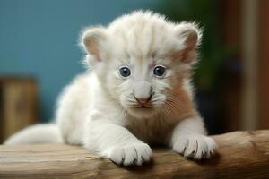 unschuldig süß Weiß Löwe. generieren ai foto