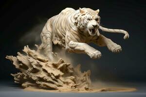 abstrakt Tiger mit Komplex Bewegung und dunstig Farbe, generativ ai Illustration foto