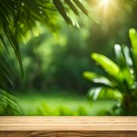 leeren Tabelle Anzeige im Natur rustikal Holz Foto Hintergrund