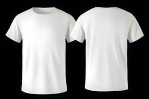 Herren Weiß T-Shirt Vorlage zum Design Attrappe, Lehrmodell, Simulation und drucken. generativ ai foto