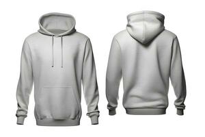 grau Kapuzenpullover Sweatshirt Vorlage zum Design Attrappe, Lehrmodell, Simulation und drucken. generativ ai foto