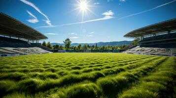 ein Fußball Stadion mit ein Rasen Feld foto