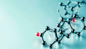 Wissenschaft Hintergrund mit molekulare und Atom Modell. abstrakt molekular Struktur. ai generativ. foto