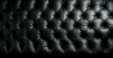 stilvoll Sanft schwarz Leder Sofa Polster. schwarz Material ist dekoriert mit Leder Tasten - - ai generiert Bild foto