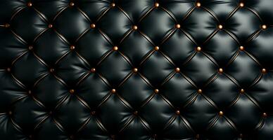 stilvoll Sanft schwarz Leder Sofa Polster. schwarz Material ist dekoriert mit Leder Tasten - - ai generiert Bild foto