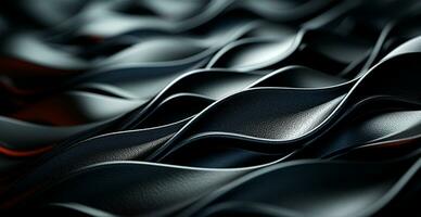 weben Öko Leder schwarz Textur Muster, Panorama- Hintergrund - - ai generiert Bild foto
