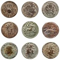 Antike römische und griechische Münzen foto