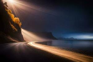 Foto Hintergrund das Himmel, Straße, Licht, das Meer, das Licht, das Straße, Die. KI-generiert