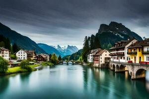 das schön Dorf von Schweiz. KI-generiert foto