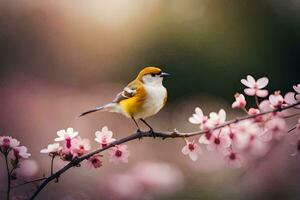 Foto Hintergrund das Vogel, Blumen, Frühling, das Vogel, Frühling, das Vogel, Frühling,. KI-generiert