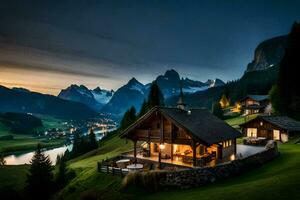 das Haus im das Berge. KI-generiert foto