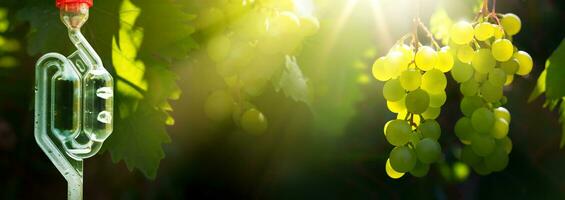 hausgemacht Mondschein Wein machen Banner, Luftschleuse im Fass zum Zuhause Brandy Produktion foto