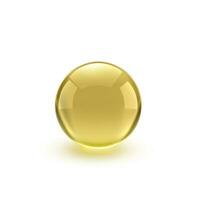 Öl Gold Glas Ball isoliert im Vektor auf Weiß Hintergrund. kosmetisch Pille Kapsel von Vitamin e, A, Argan Öl, Mandel, Kabeljau Leber, Omega 3, Fisch. golden Blase Vorlage foto