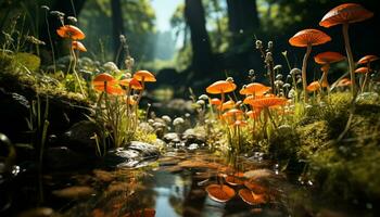 das Herbst Wald Schönheit im Natur Grün, Gelb, multi farbig generiert durch ai foto