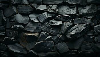 abstrakt Muster von dunkel Kohle Felsen, texturiert Hintergrund zum Konstruktion Industrie generiert durch ai foto